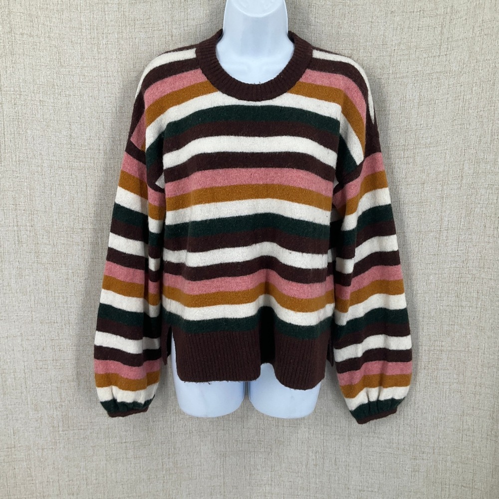 Madewell Striped Sweater Womens‎ S Multicolor Merino Alpaca Wool Boho Pullover